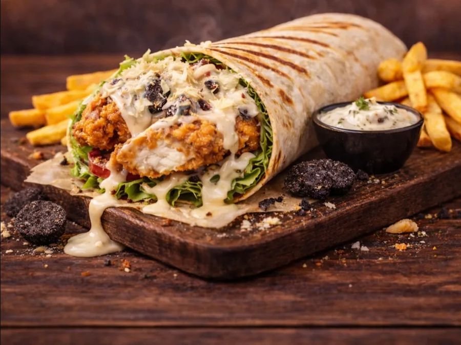 Crispy Parmesan Truffle Chicken Wrap